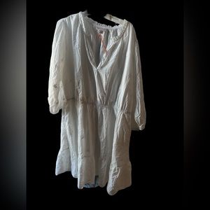 Knox Rose Women's 3/4 Sleeve A-Line Dress with Pockets White Size xxl